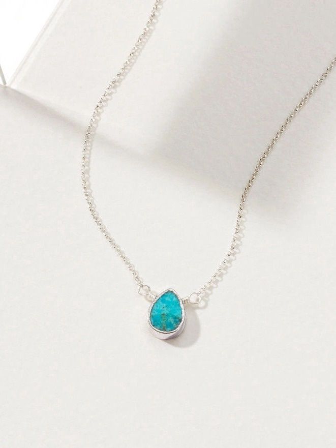 Delicate Silver Turquoise Gemstone Necklace