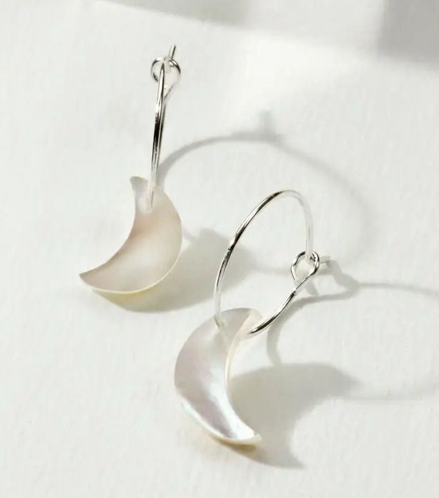 Sterling Silver Mother Of Pearl Hoop Earrings