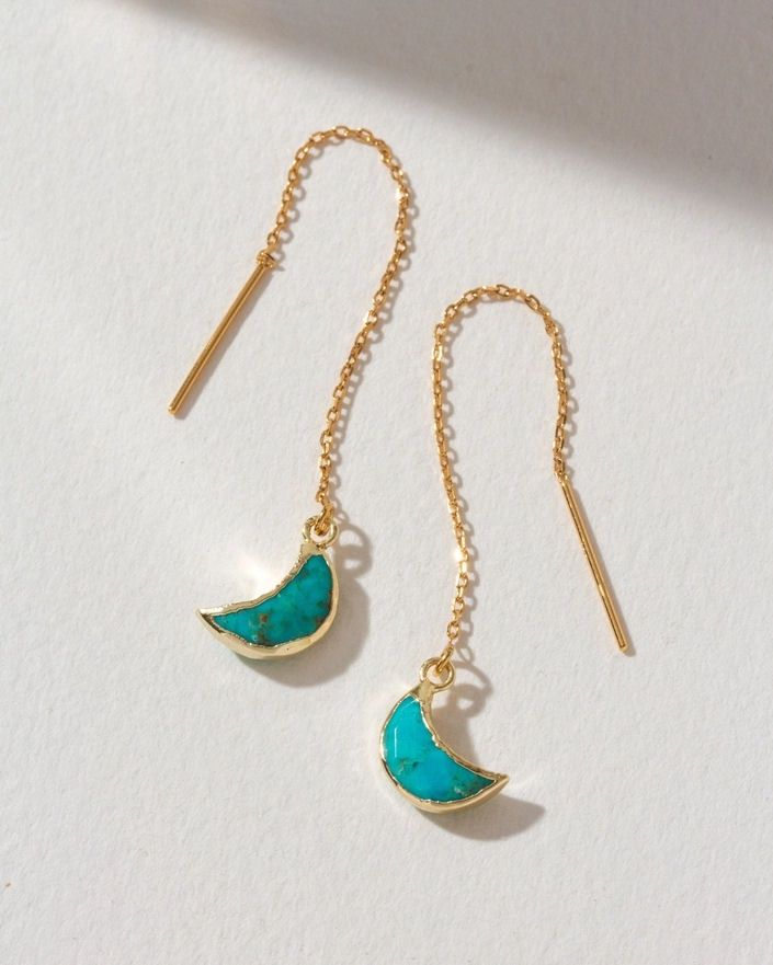 Sterling Silver Eclipse Turquoise Threader Earrings