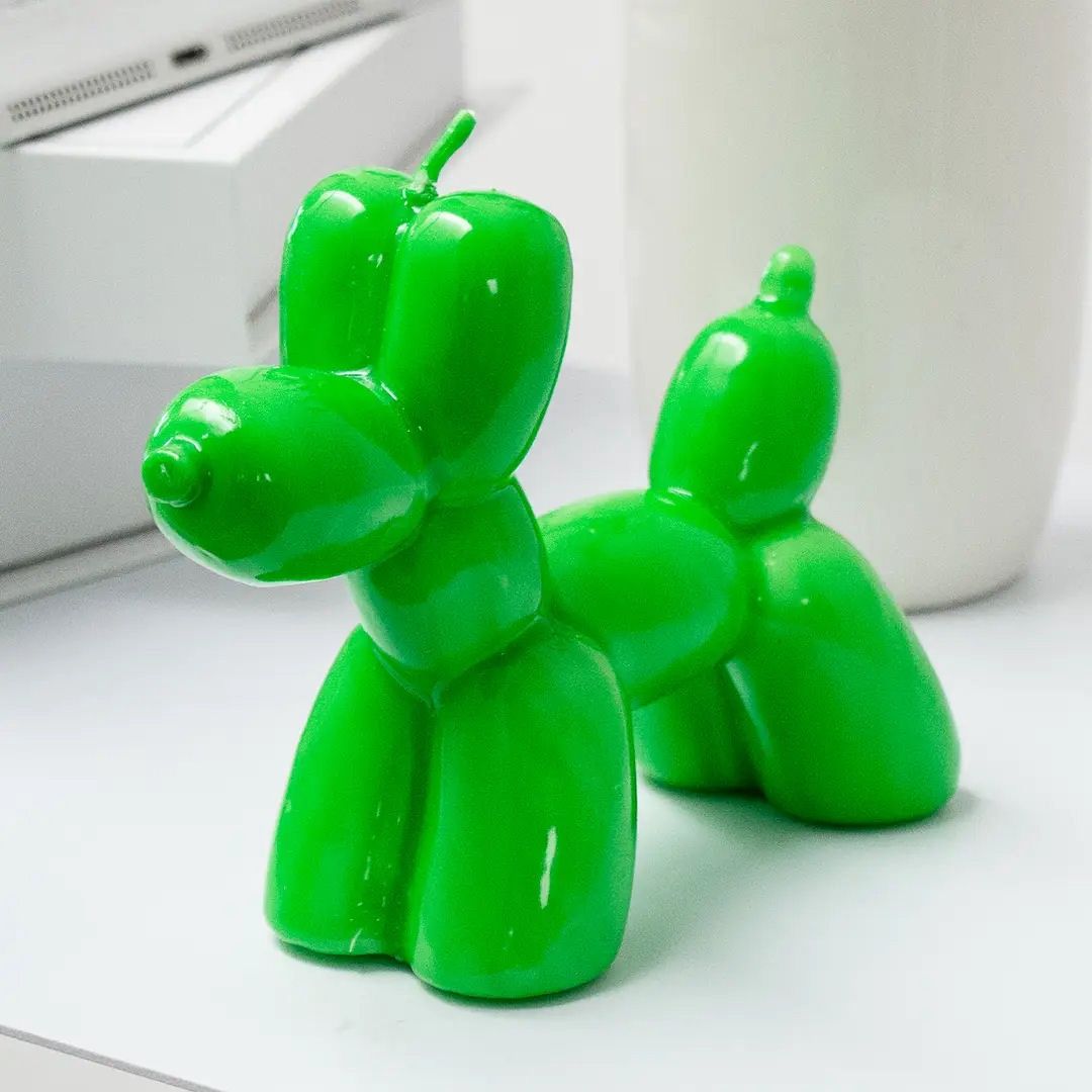 Green Balloon Dog Candle