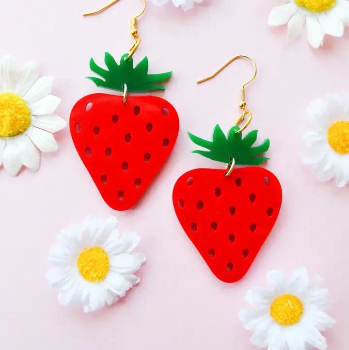 Acrylic Strawberry Fruit Earrings