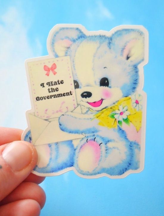 I Hate The Government Retro Bear Sticker