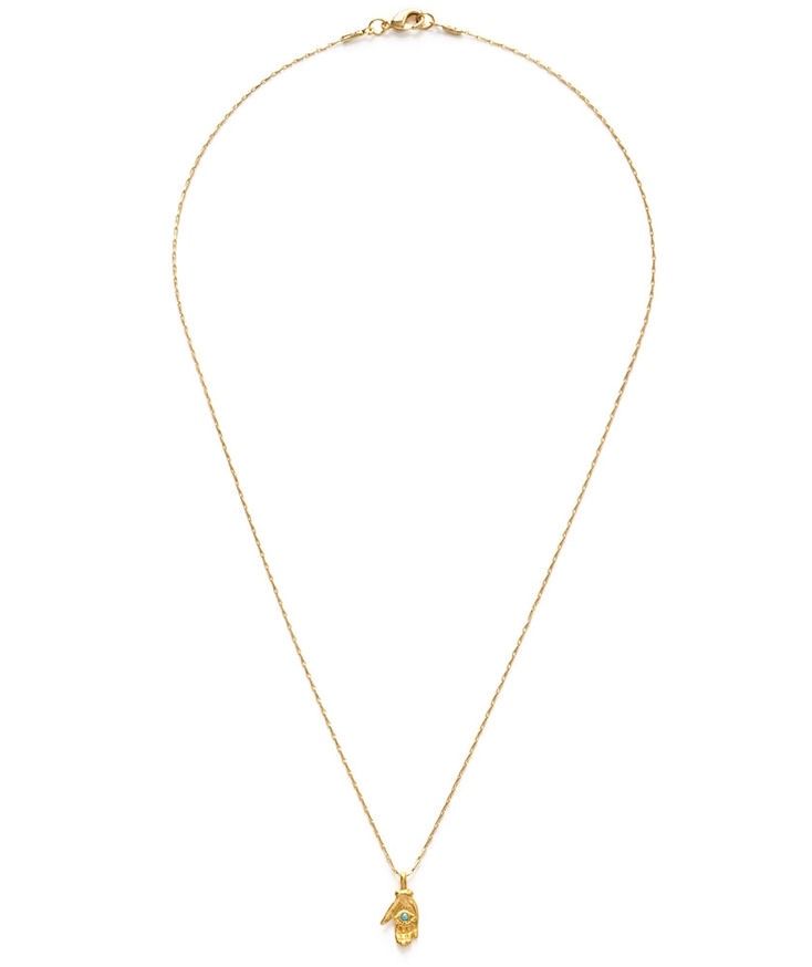 Tiny Mystic Hand Turquoise Gold Necklace
