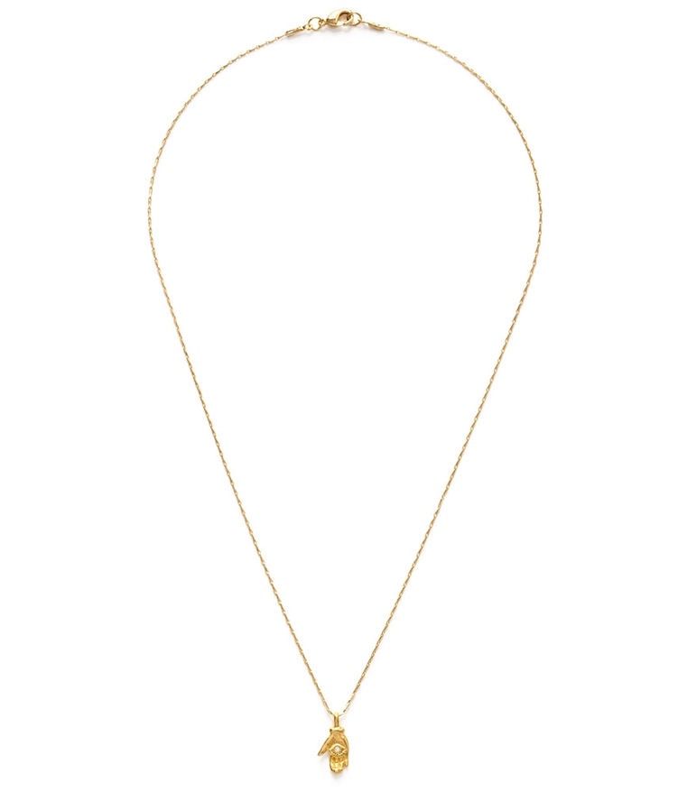 Tiny Mystic Hand Opal Gold Necklace