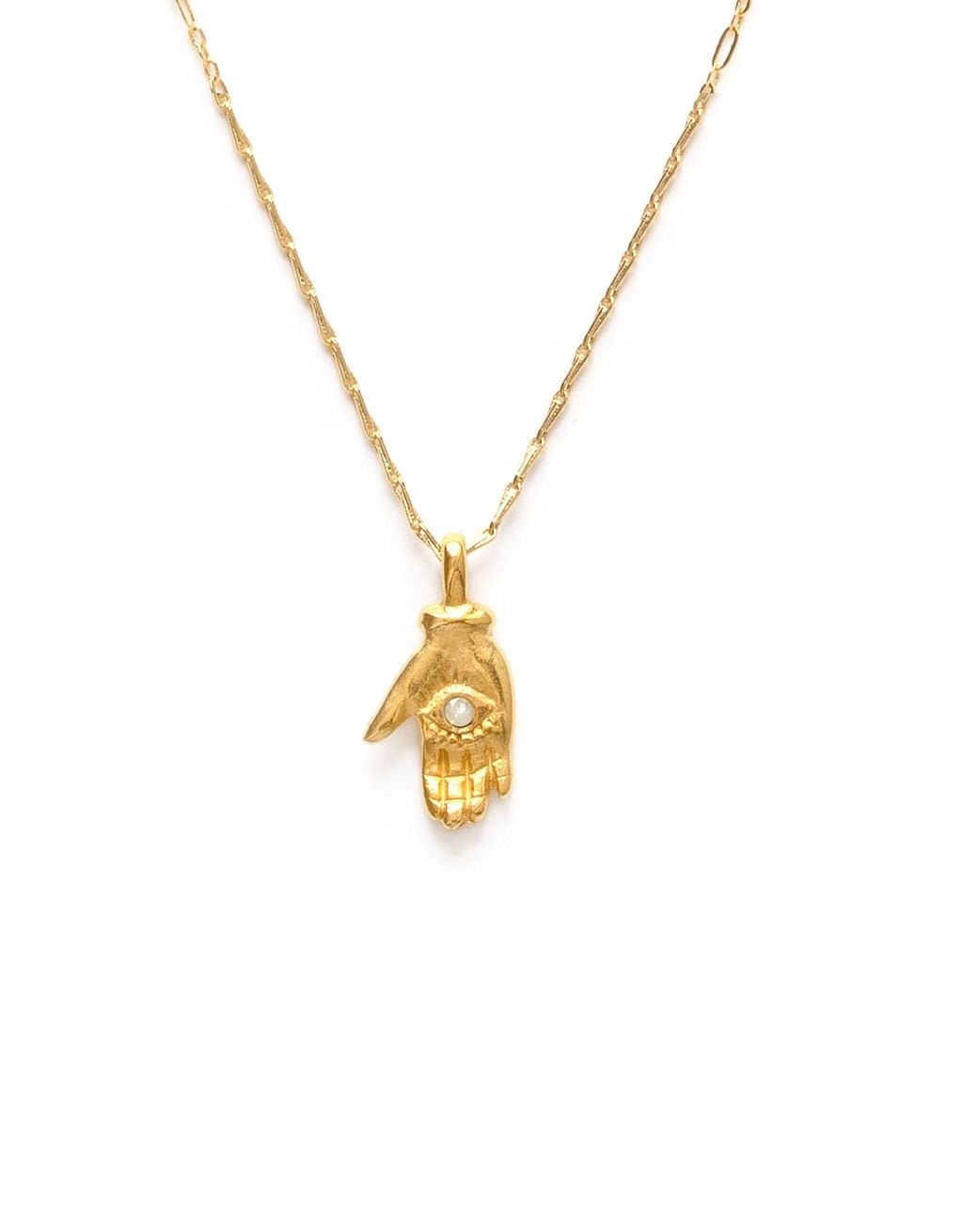 Tiny Mystic Hand Opal Gold Necklace