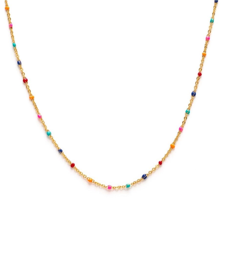 Multicolor Enamel Chain Gold Necklace