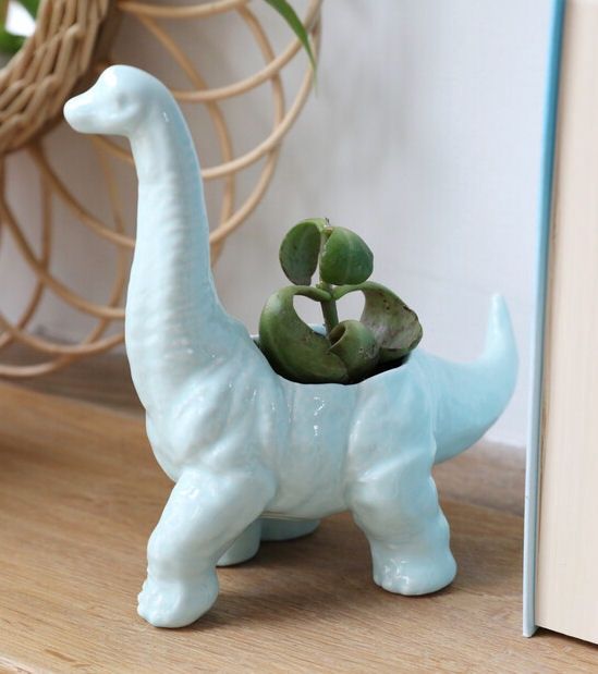 Mint Green Diplodocus Dinosaur Planter