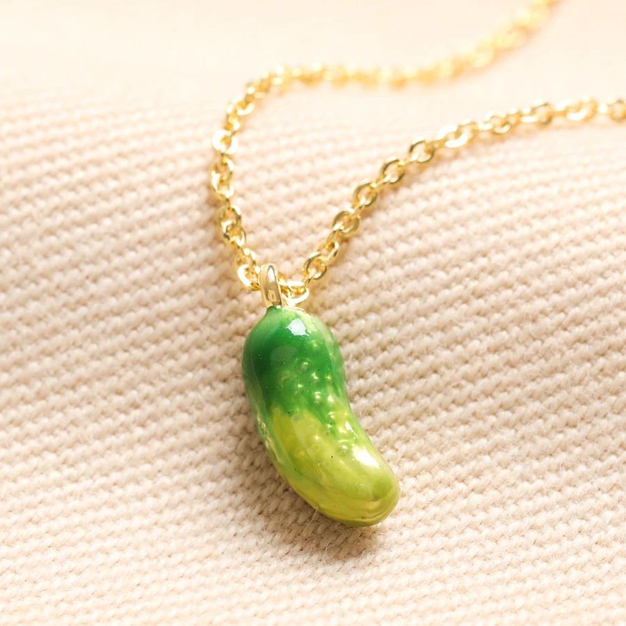Enamel Pickle Gold Necklace