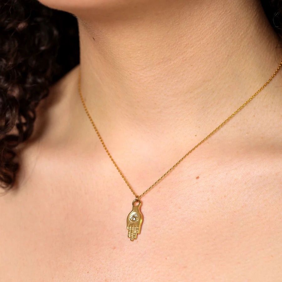 Hamsa Hand Gold Necklace