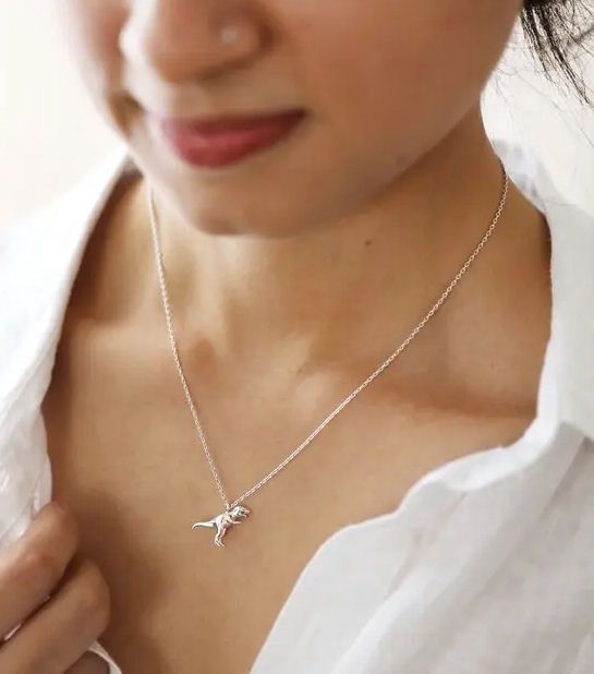 T-Rex Dinosaur Silver Necklace