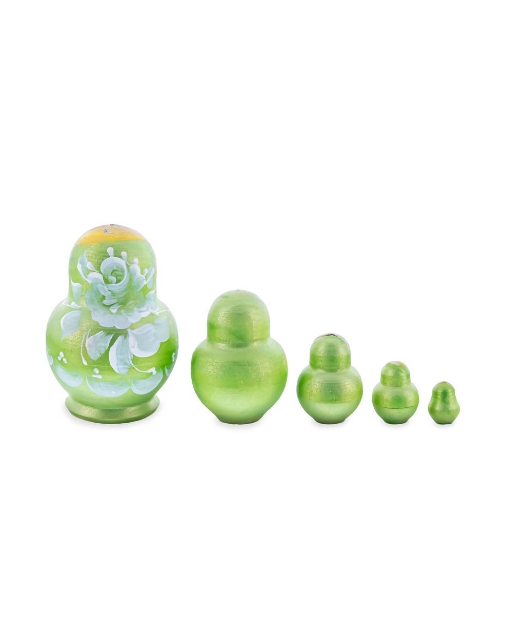 Green With White Flowers Nesting Dolls