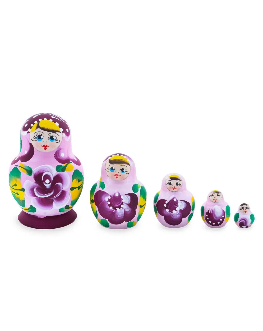 Pink With Purple Flower Nesting Dolls