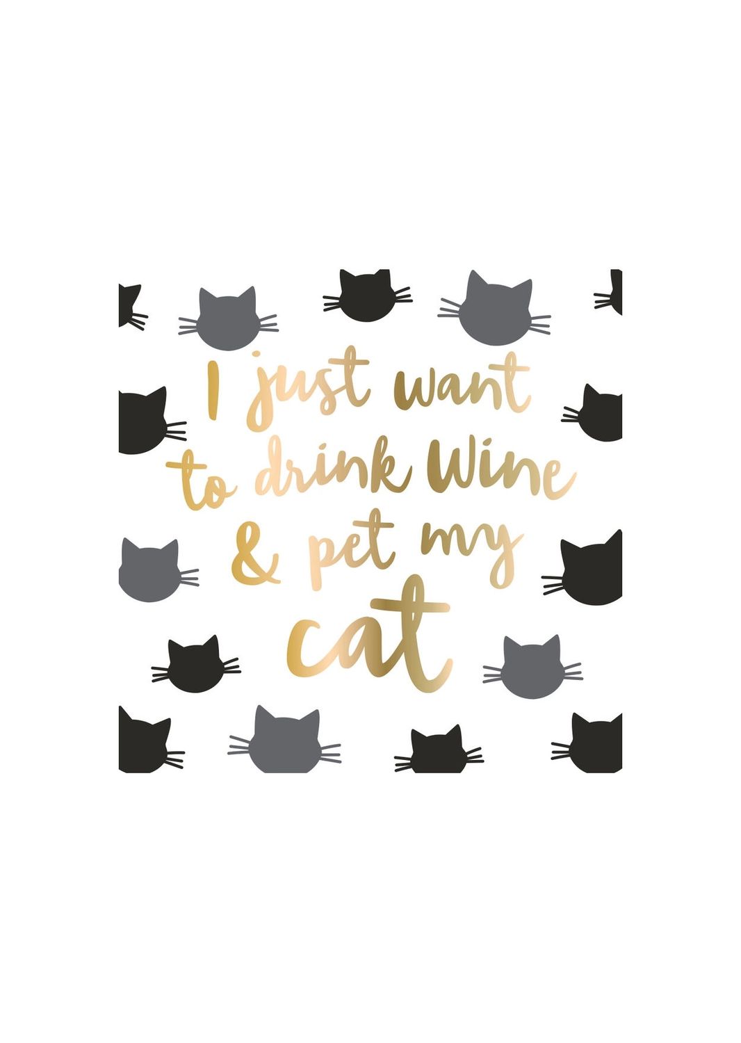 I Just Want To Drink Wine And Pet My Cat Beverage Napkins