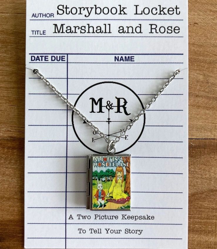 Book Locket Alice In Wonderland Stainless Steel Necklace
