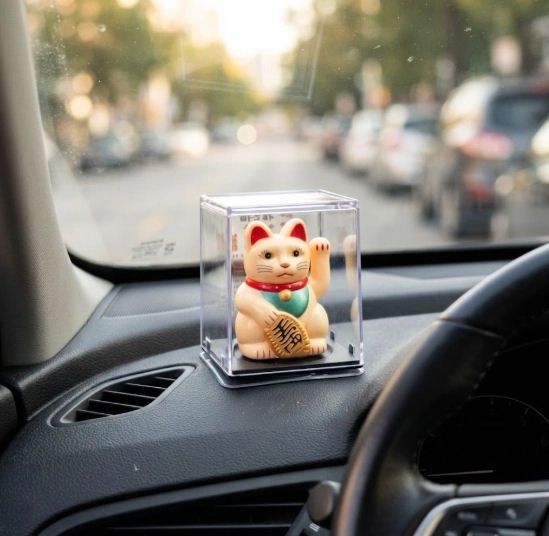 Solar Waving Yellow Lucky Cat Figurine