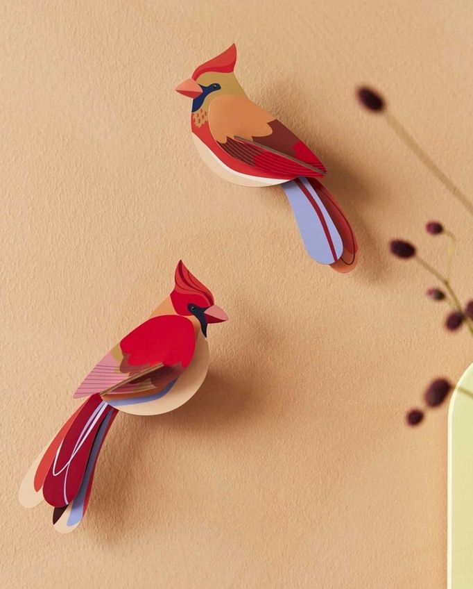 Cardinal Bird Pair Wall Art 2 Pack