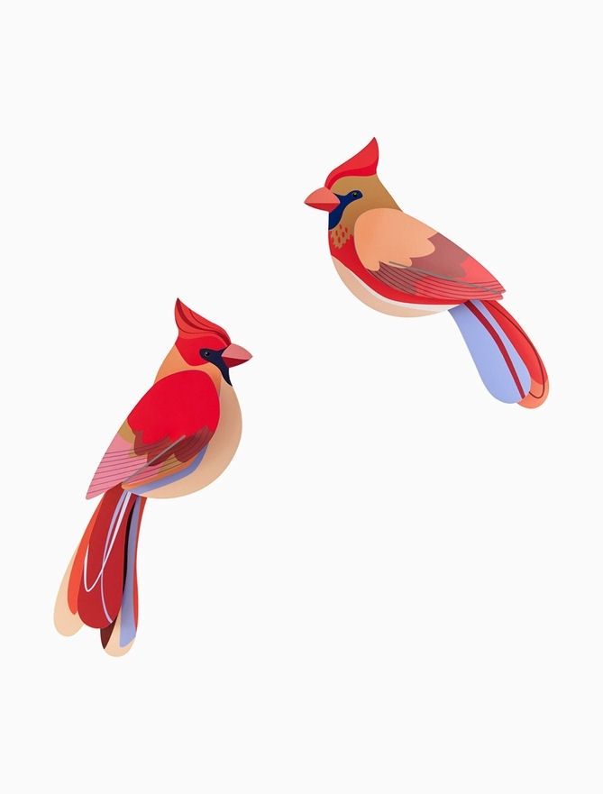 Cardinal Bird Pair Wall Art 2 Pack