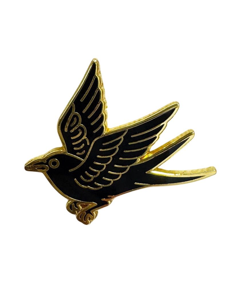 Gold Crow Enamel Pin