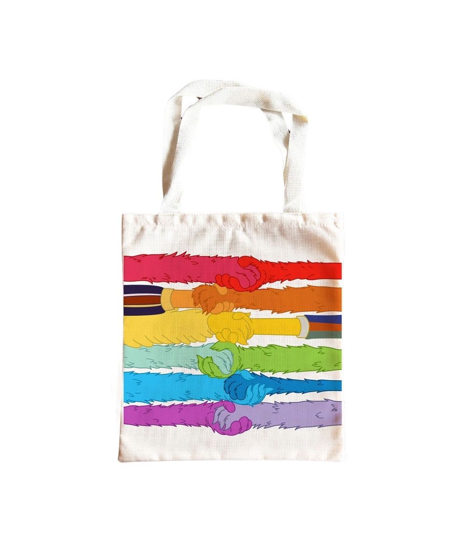 Fuzzy Rainbow Arms Tote Bag