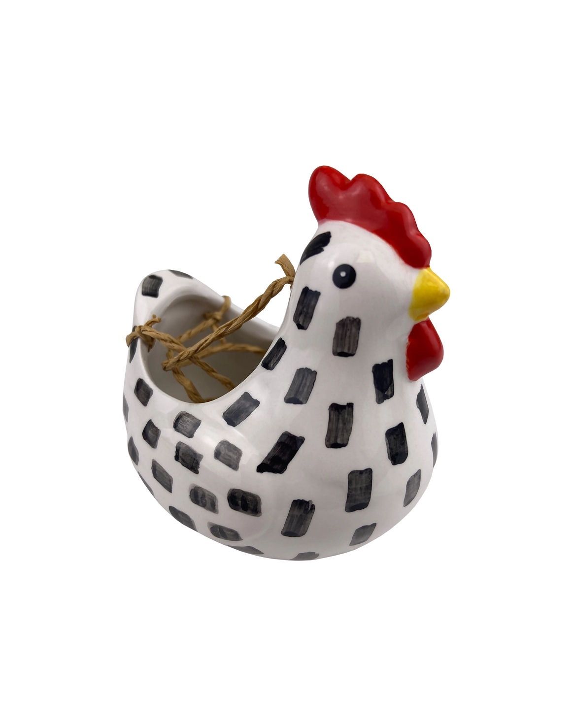 White Speckled Hanging Chicken Hen Planter