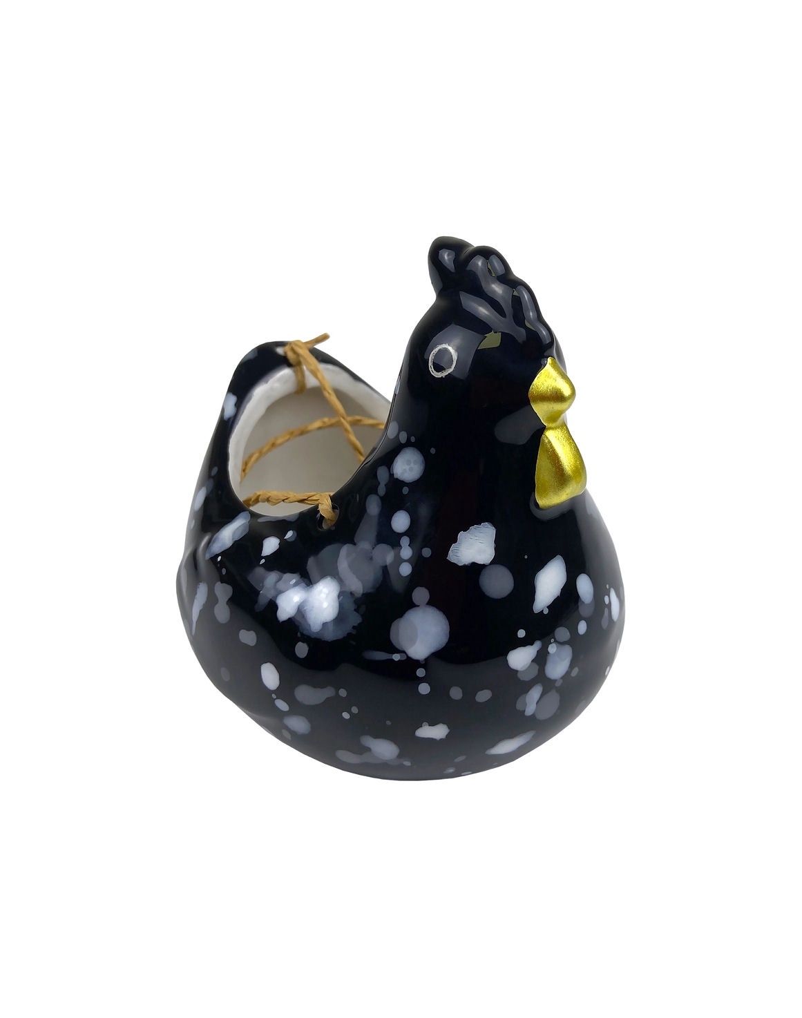 Black Speckled Hanging Chicken Hen Planter