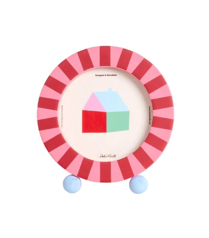 Circus Pink Striped Round Photo Frame