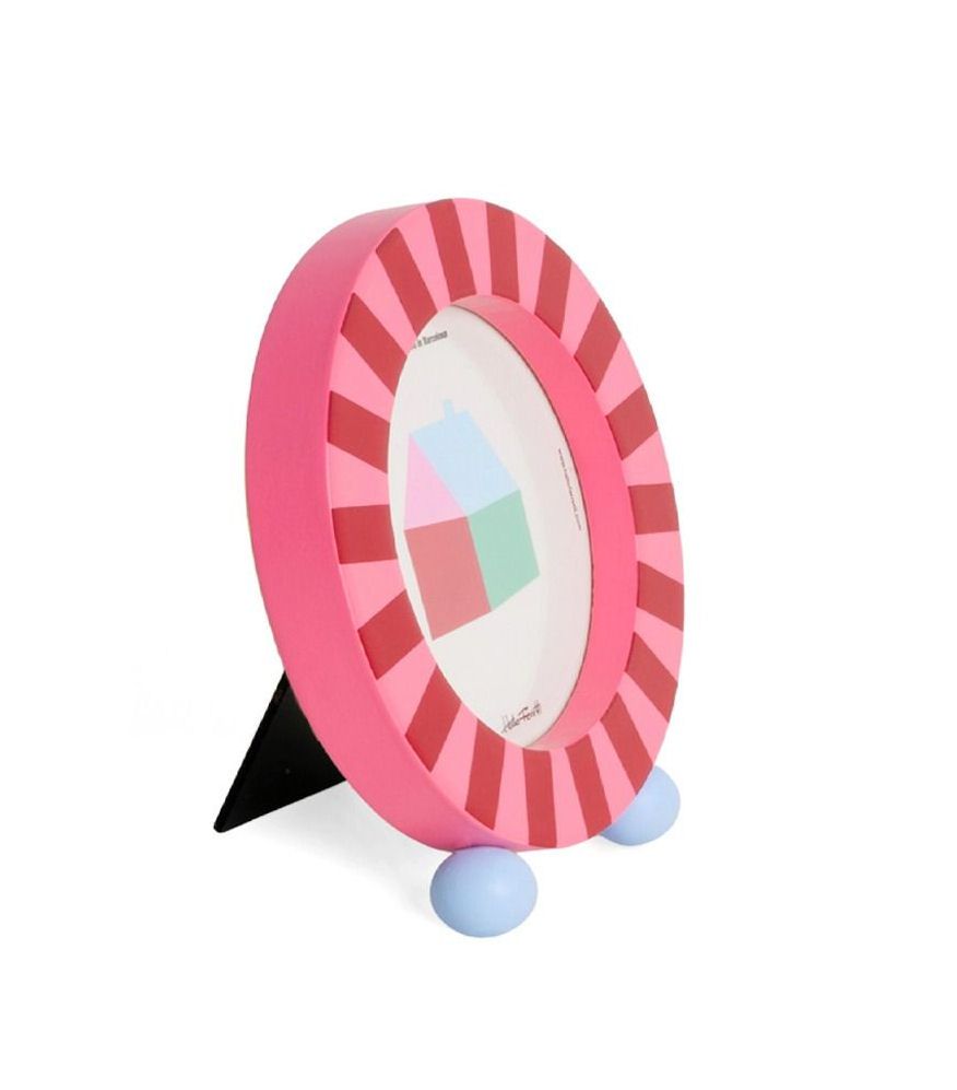 Circus Pink Striped Round Photo Frame