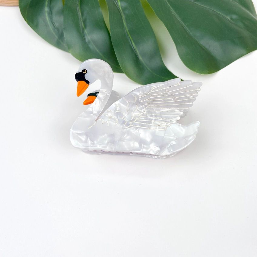 White Swan Hair Claw Clip