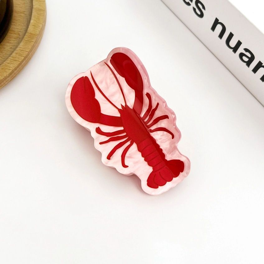 Red Lobster With Pink Hair Claw Clip