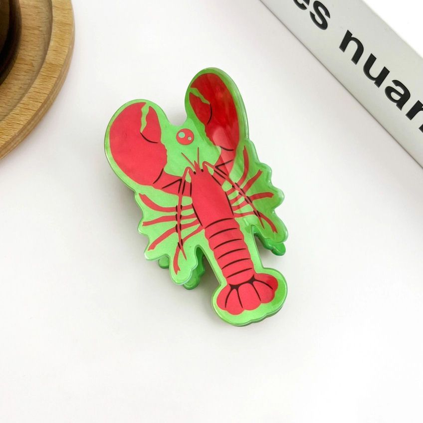 Red Lobster With Green Hair Claw Clip