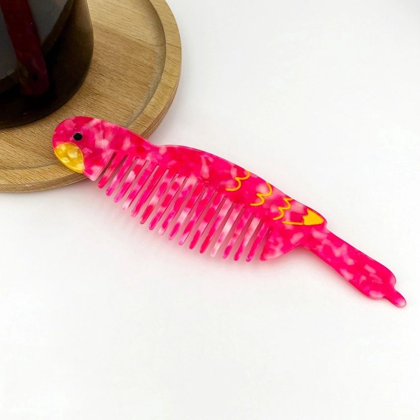 Pink Parrot Hair Comb