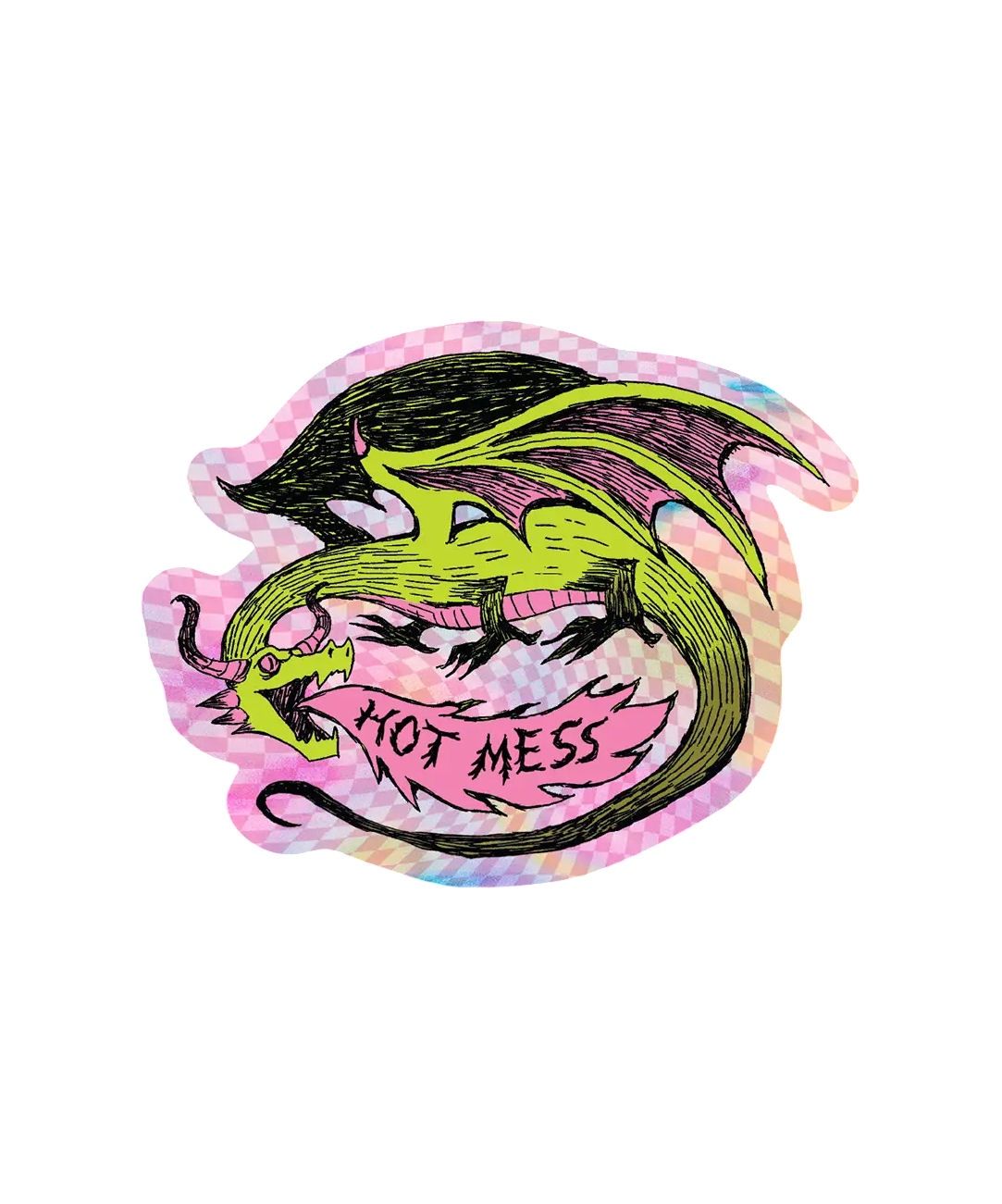 Hot Mess Dragon Holographic Sticker