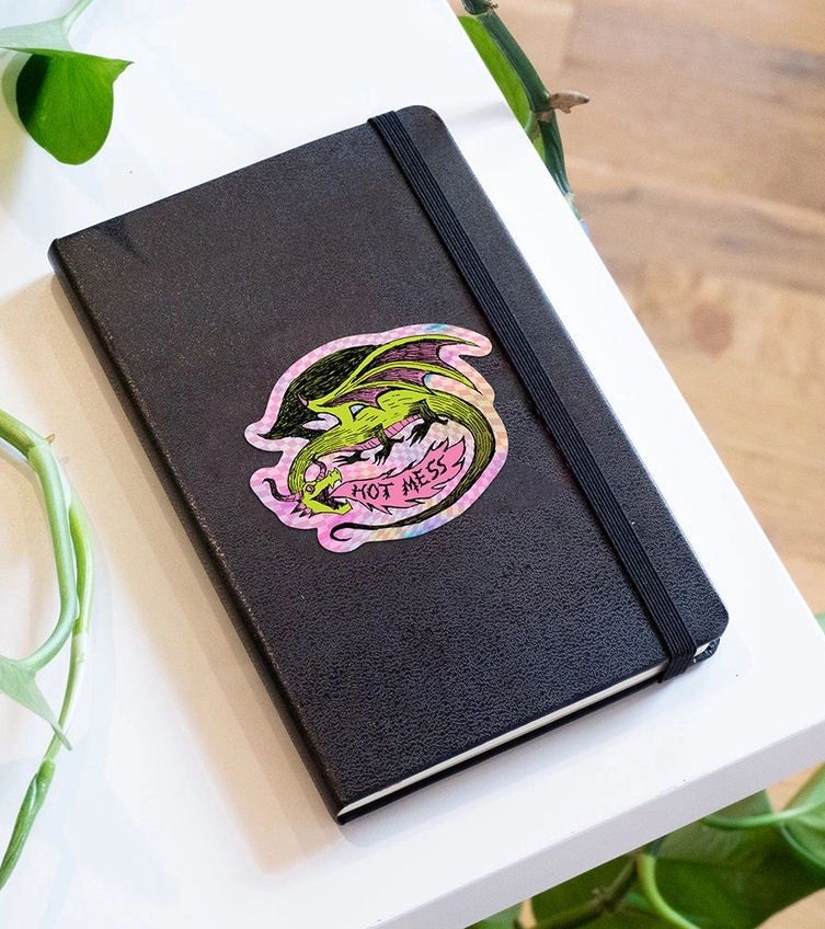 Hot Mess Dragon Holographic Sticker