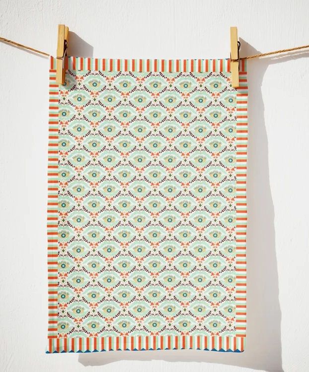 I See You Orange And Green Eye Kitchen Towel
