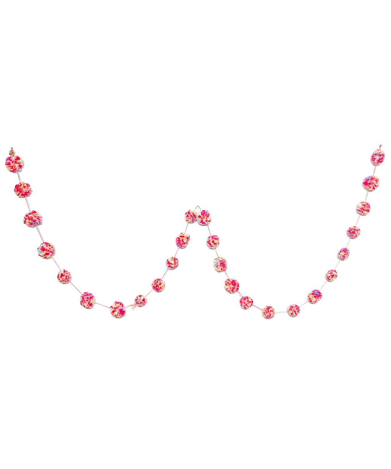 Wool Sprinkle Multi With Pink, Red And White Pompom Garland