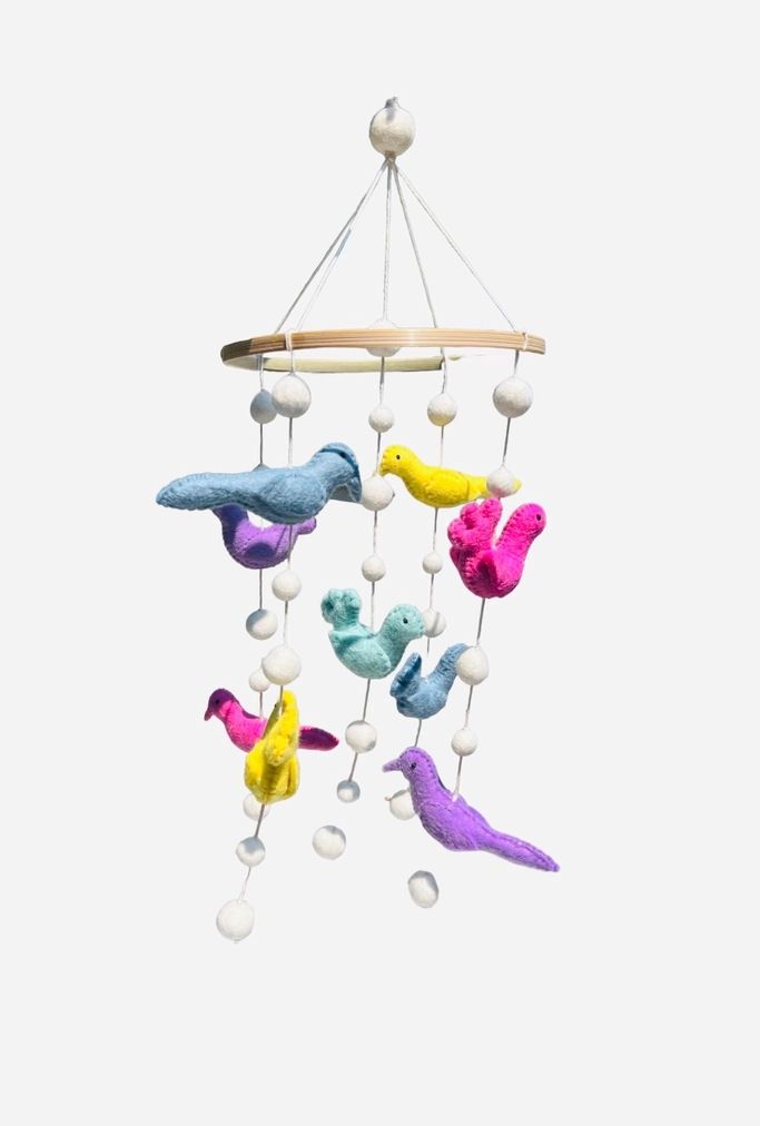 Felt Pastel Birds Hanging Mobile
