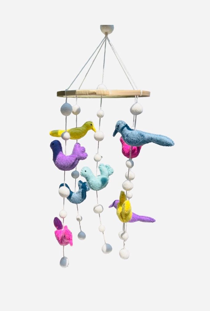 Felt Pastel Birds Hanging Mobile