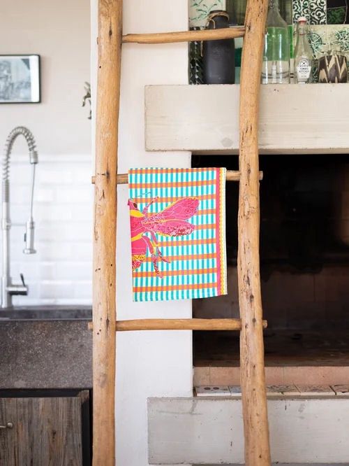 Pink Bees Kitchen Towel