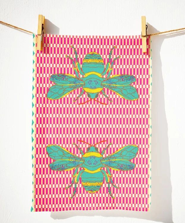 Green Bees Kitchen Towel