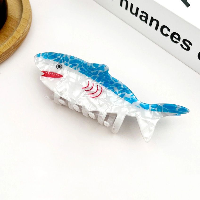 Blue And White Shark Hair Clip