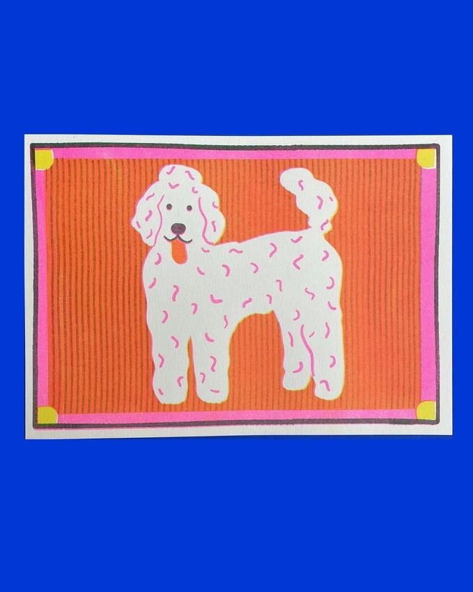 Poodle A5 Risograph Print
