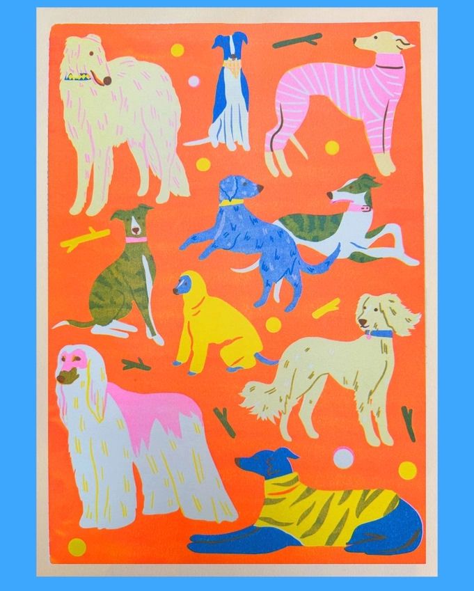 Hounds A3 Risograph Print