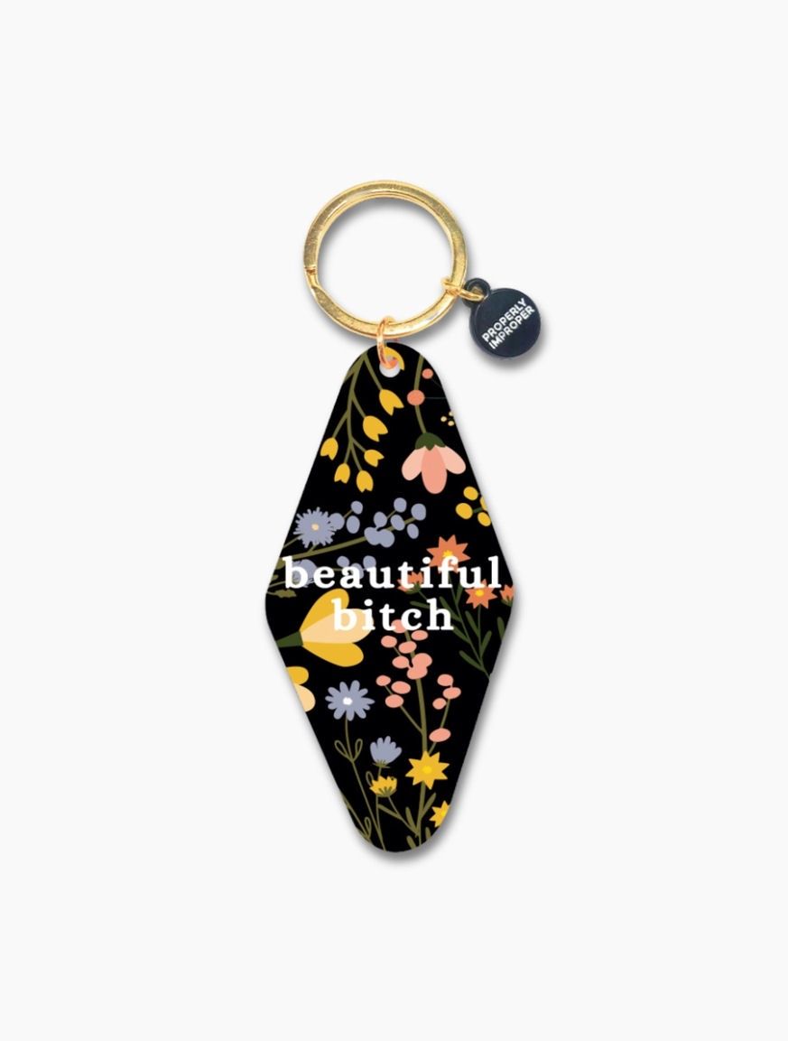 Beautiful Bitch Floral Motel Keychain
