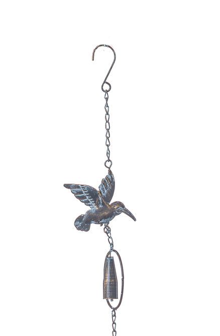 Hummingbird Patina Rain Chain With Bell