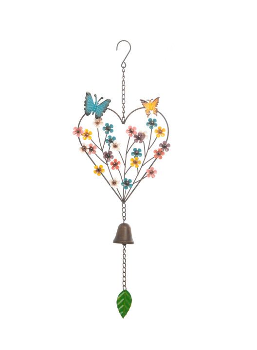 Flower And Butterfly Heart Windchime