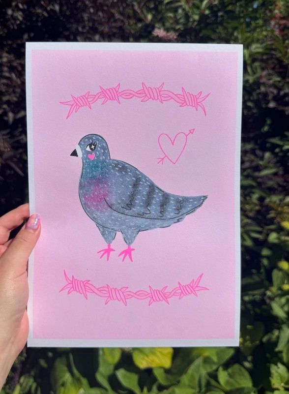 Pigeon A4 Risograph Print