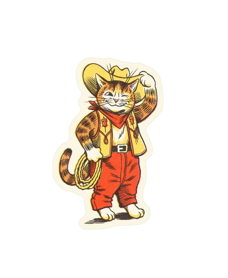 Orange Cowboy Kitty Sticker