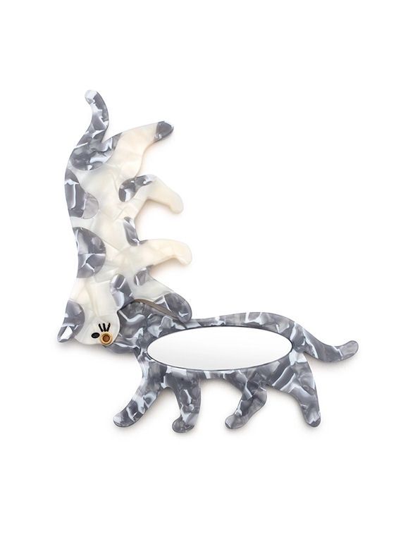 Grey And White Cat Compact Mirror