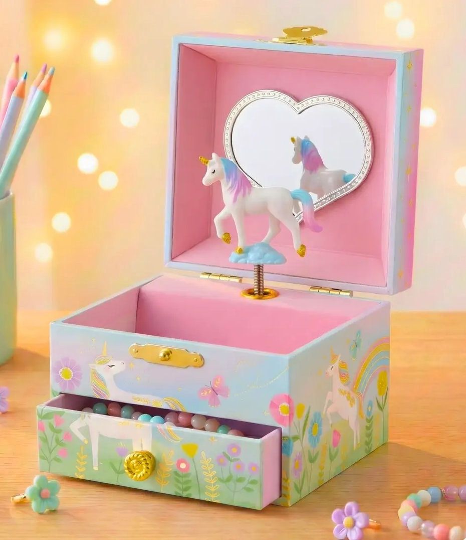 Floral Unicorn Musical Jewelry Box