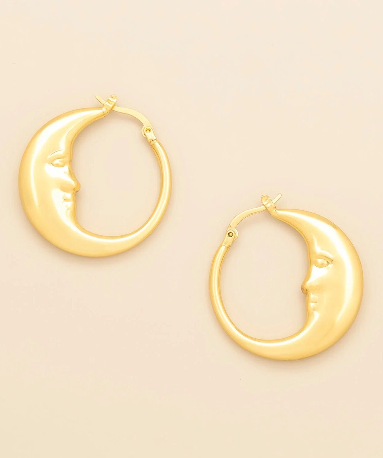 Refined Icon Moon Hoop Gold Earrings
